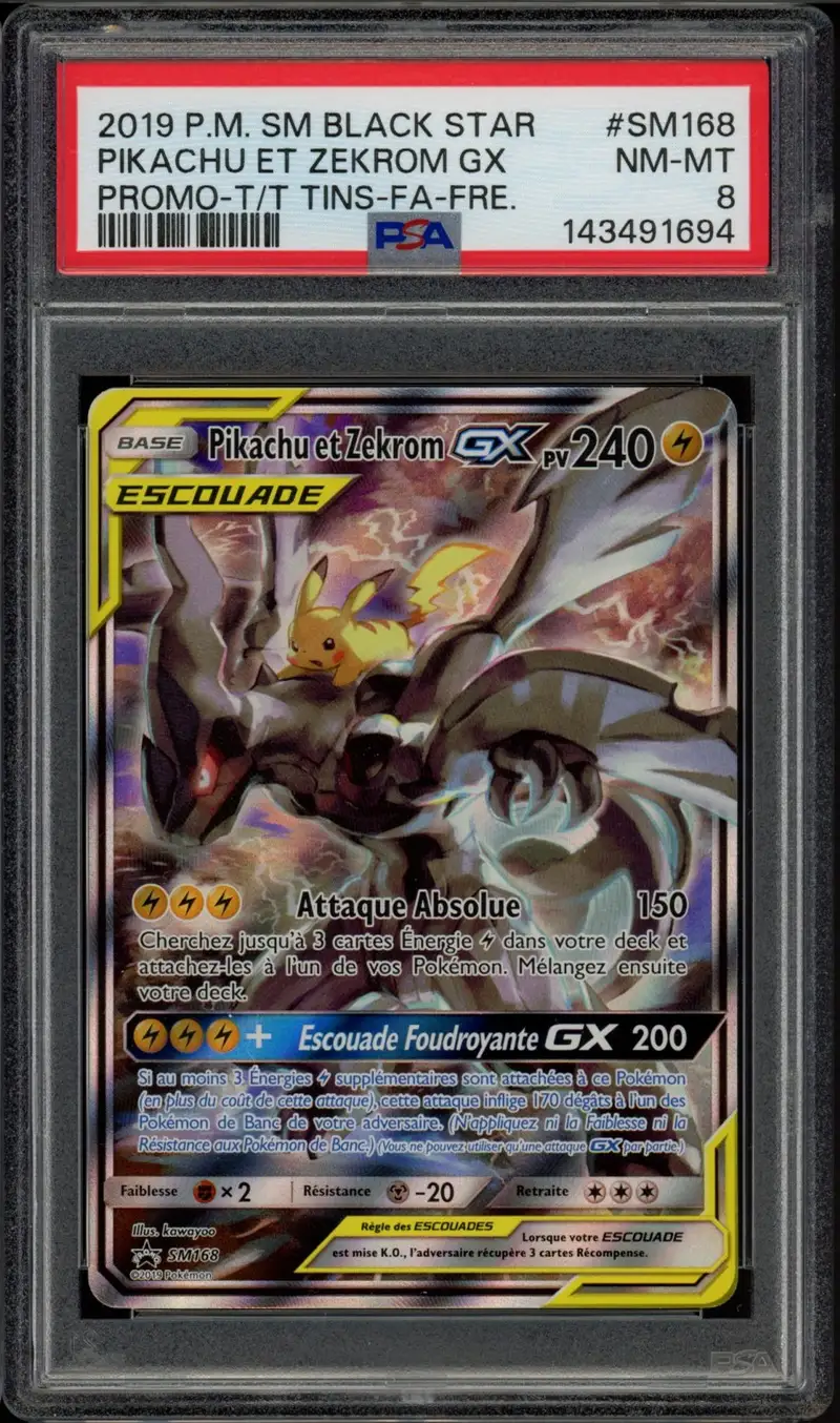 PSA 8 Pikachu et Zekrom Gx