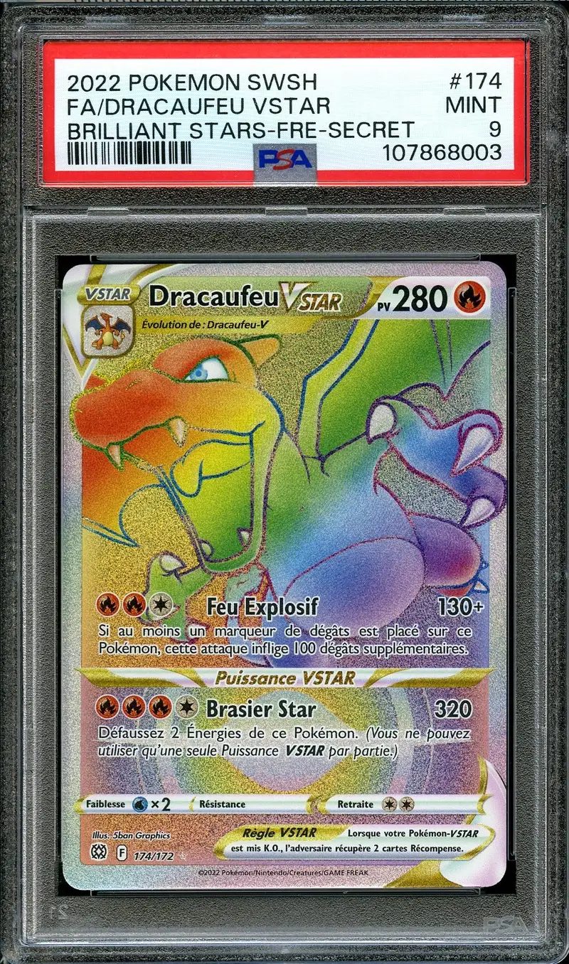 PSA 9 Dracaufeu VStar Rainbow