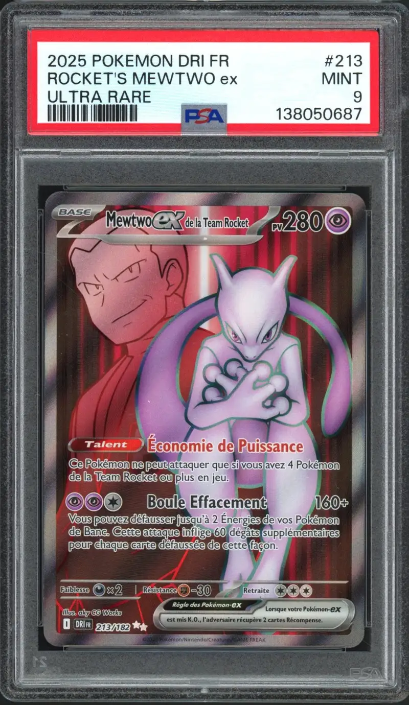 PSA 9 Mewtwo Ex de la Team Rocket