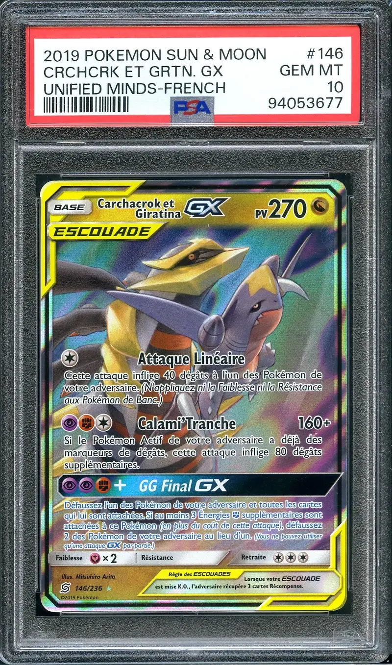PSA 10 Carchacrok et Giratina Gx