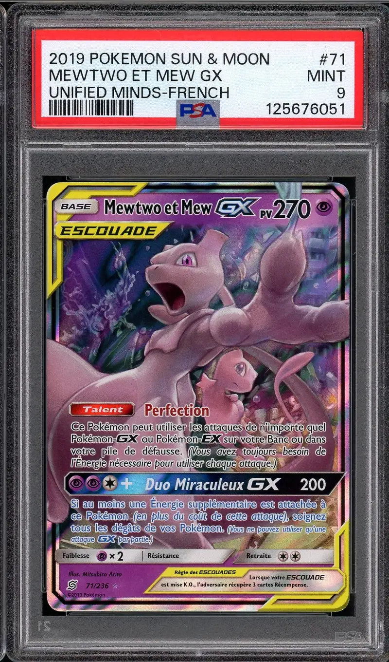 PSA 9 Mewtwo et Mew Gx