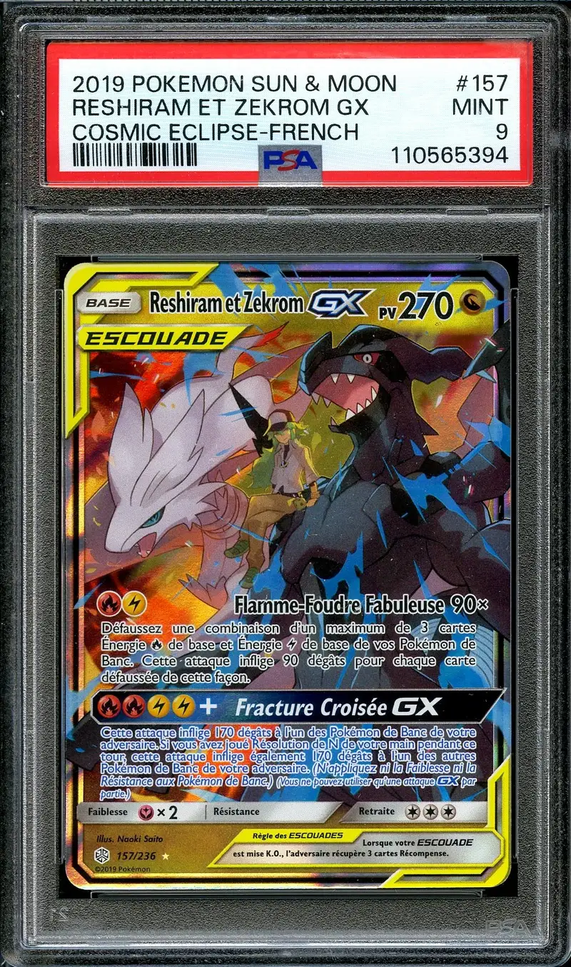 PSA 9 Reshiram et Zekrom Gx