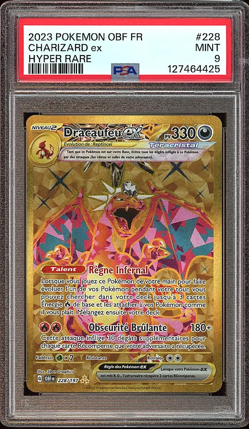 PSA 9 Dracaufeu Ex Gold