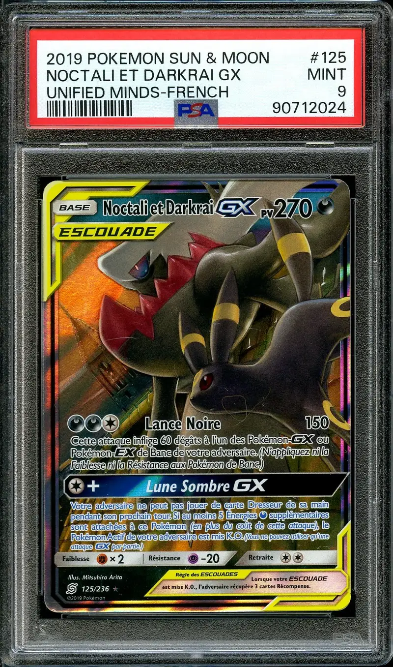 PSA 9 Noctali et Darkrai Gx