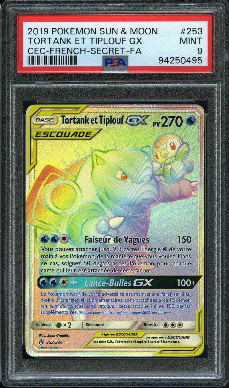 PSA 9 Tortank et Tiplouf Gx Rainbow