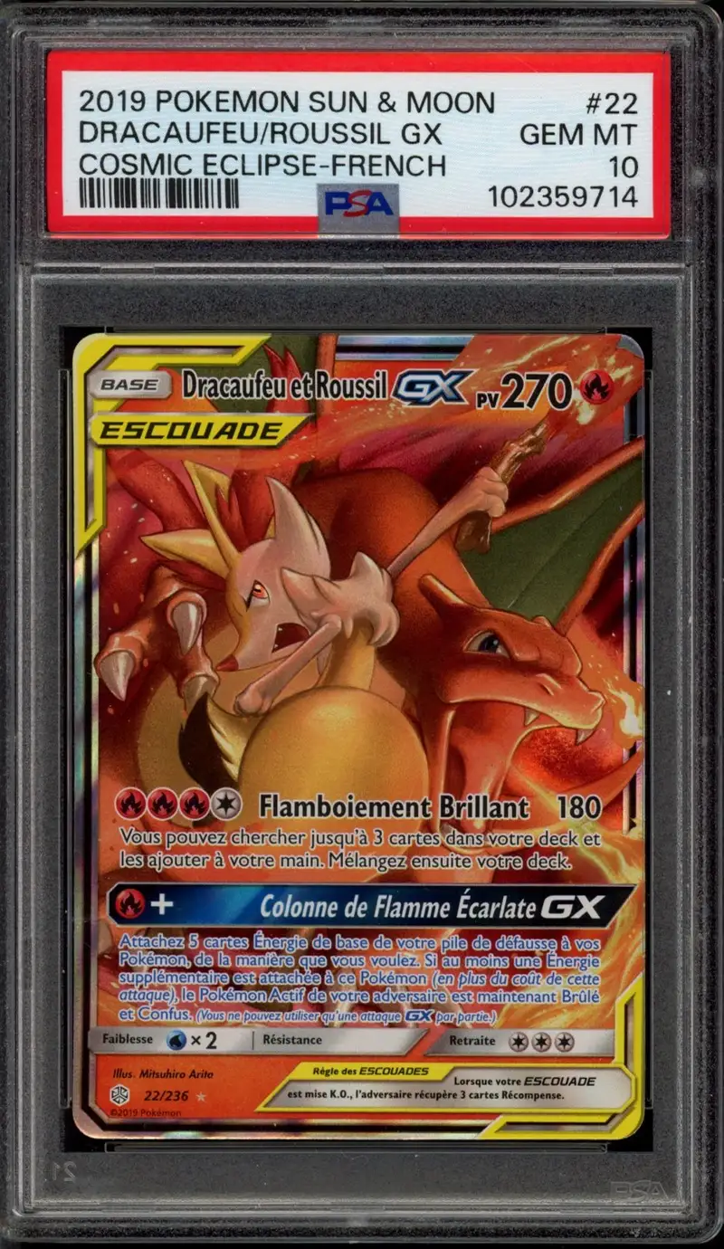 PSA 10 Dracaufeu et Roussil Gx