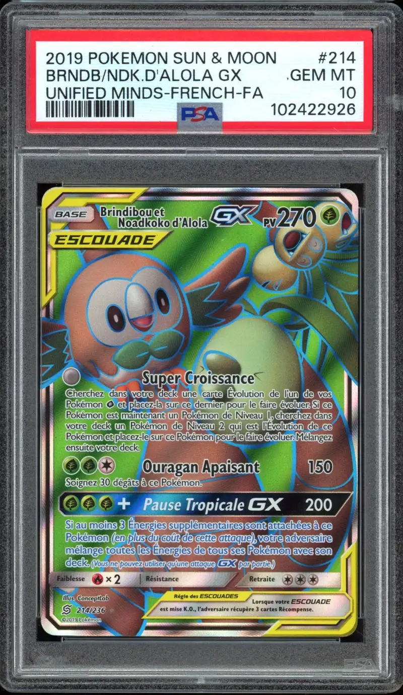 PSA 10 Brindibou et Noadkoko d’Alola Gx