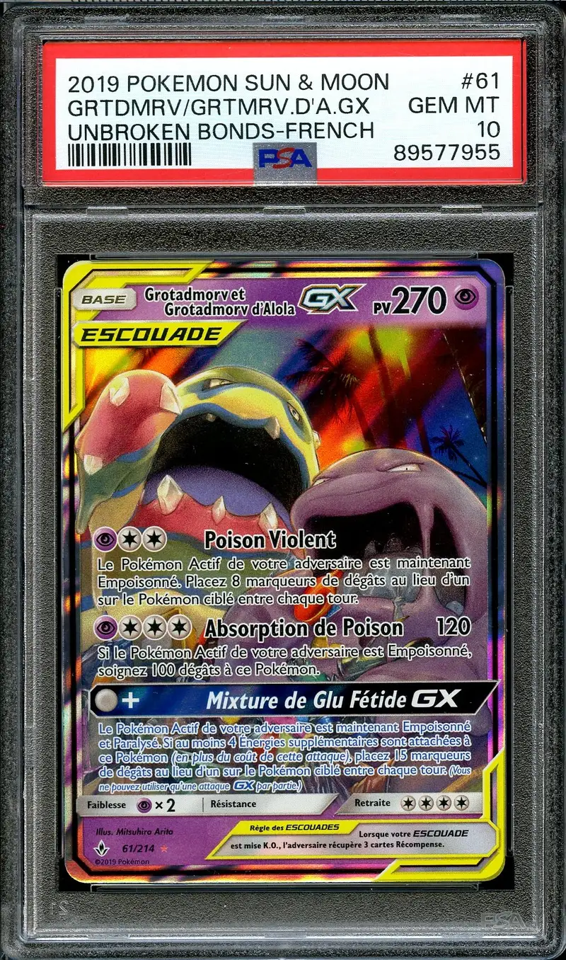 PSA 10 Grotadmorv et Grotadmorv d'Alola Gx