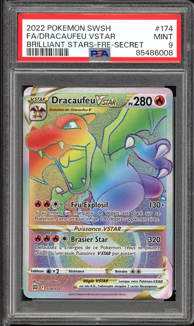PSA 9 Dracaufeu VStar Rainbow