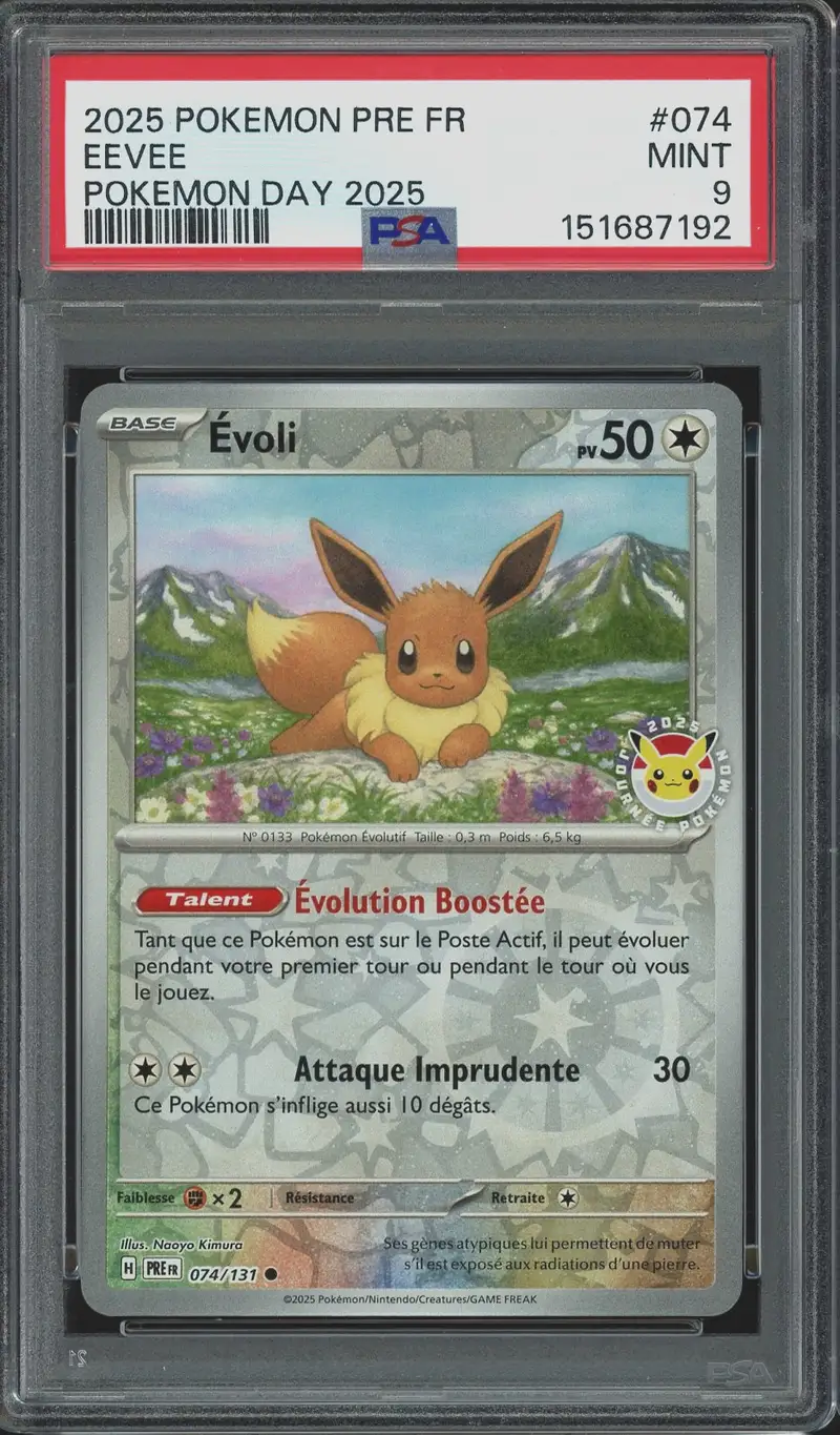 PSA 9 Evoli Reverse Pokemon Day Stamp