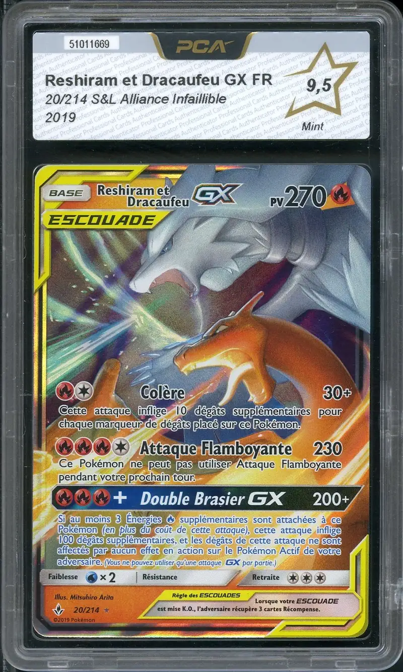 PCA 9.5 Reshiram et Dracaufeu Gx
