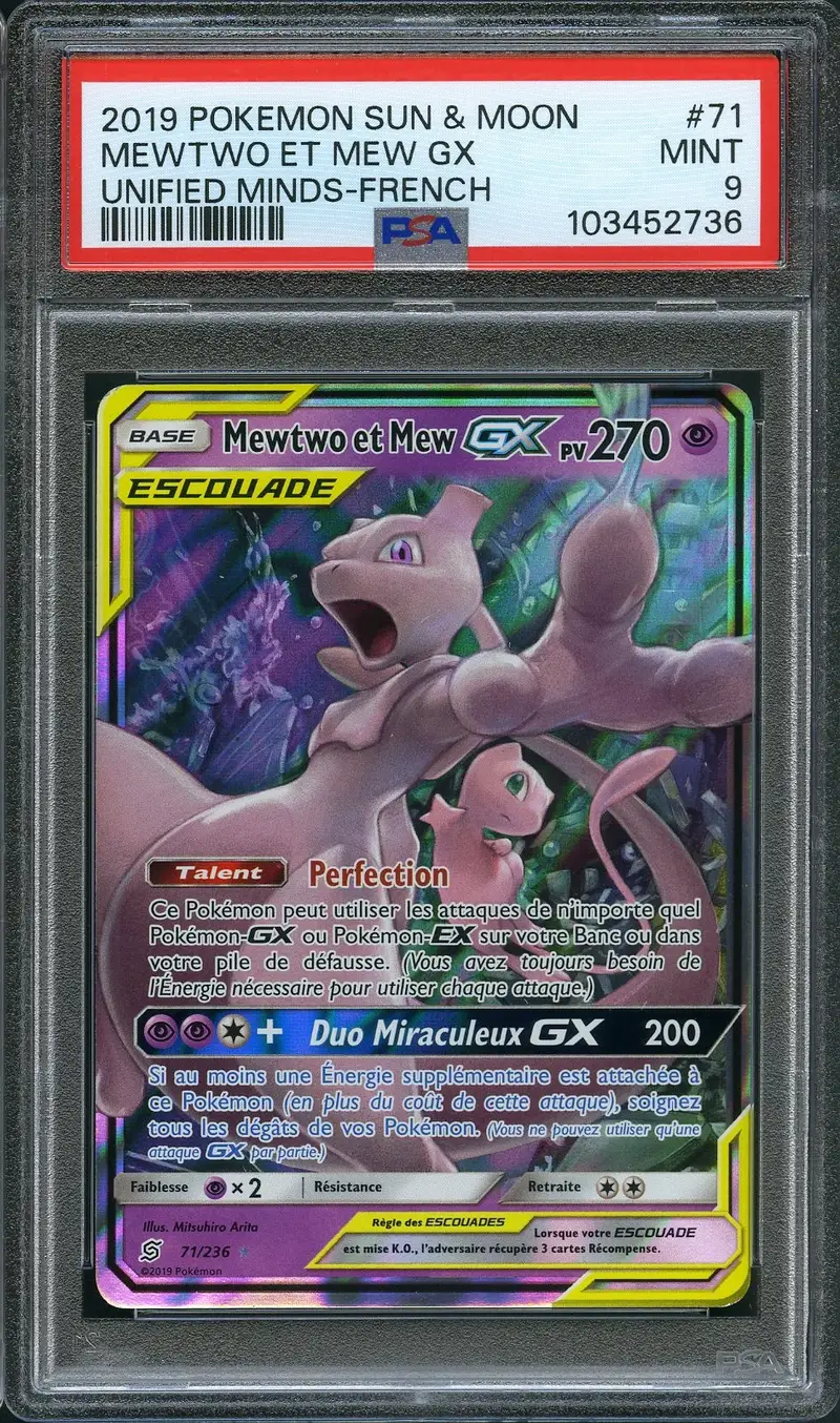 PSA 9 Mewtwo et Mew Gx