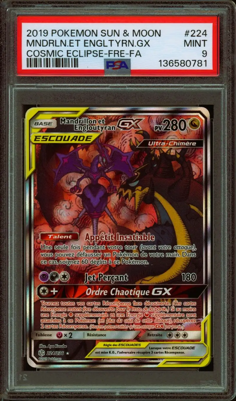 PSA 9 Mandrillon et Engloutyran Gx