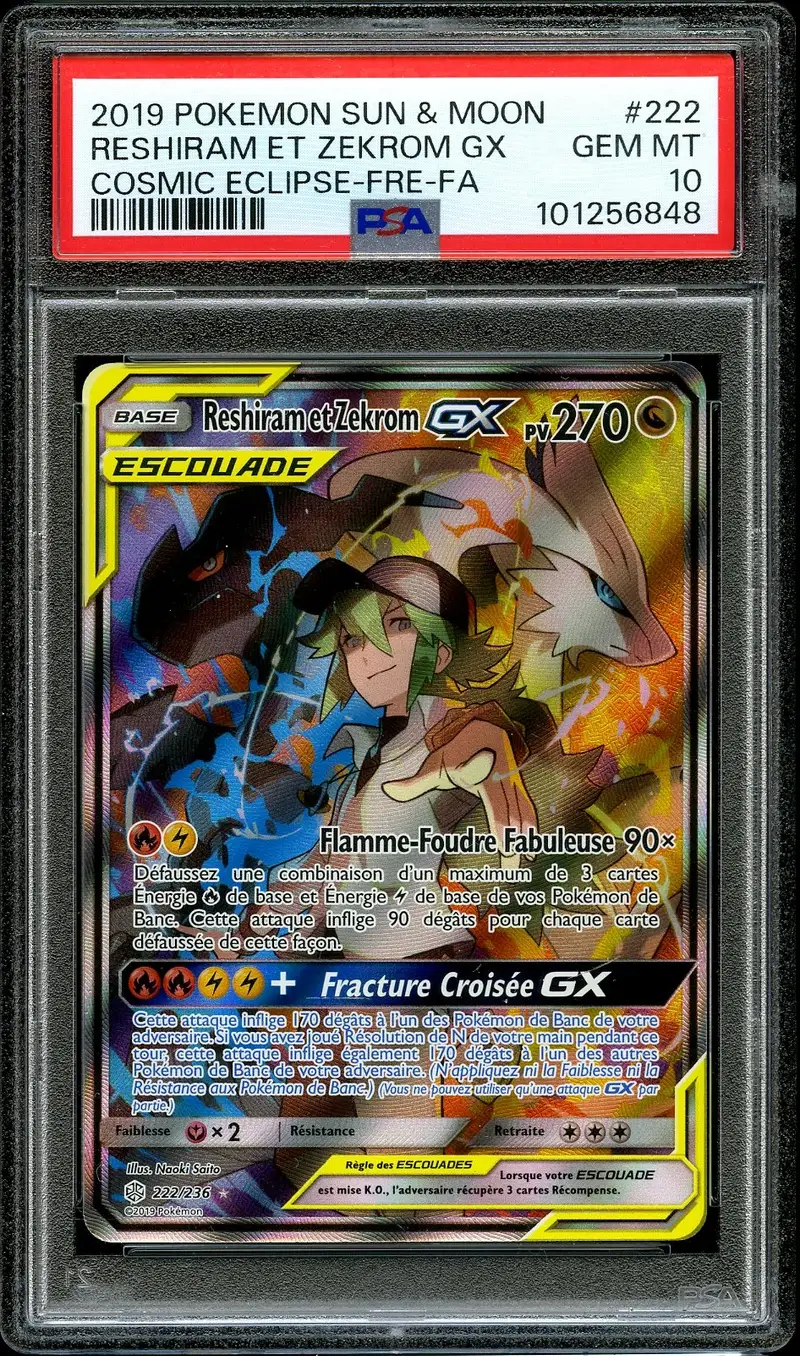 PSA 10 Reshiram et Zekrom Gx