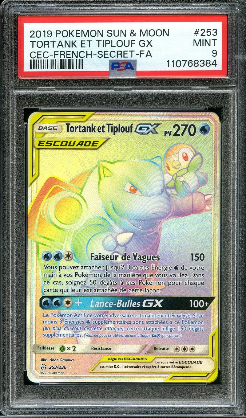 PSA 9 Tortank et Tiplouf Gx Rainbow
