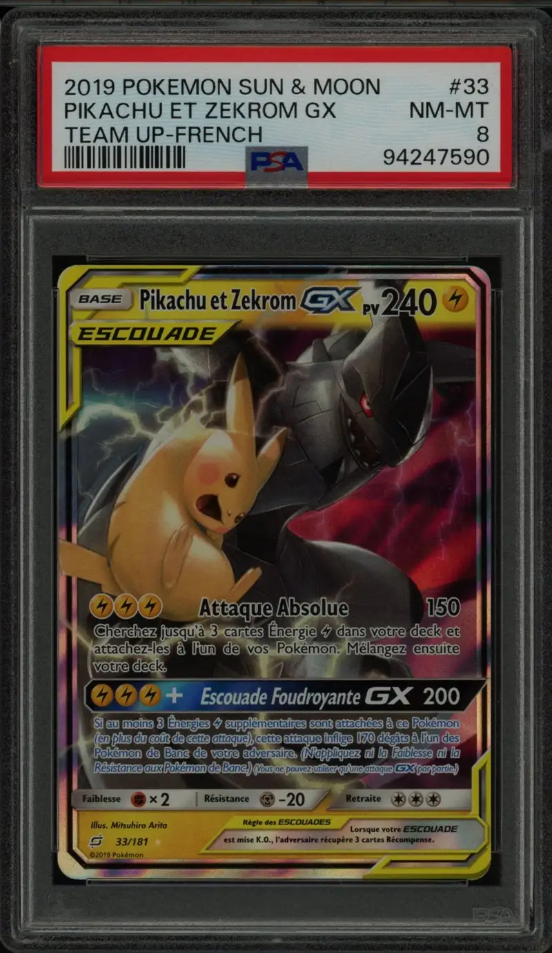 PSA 8 Pikachu et Zekrom Gx