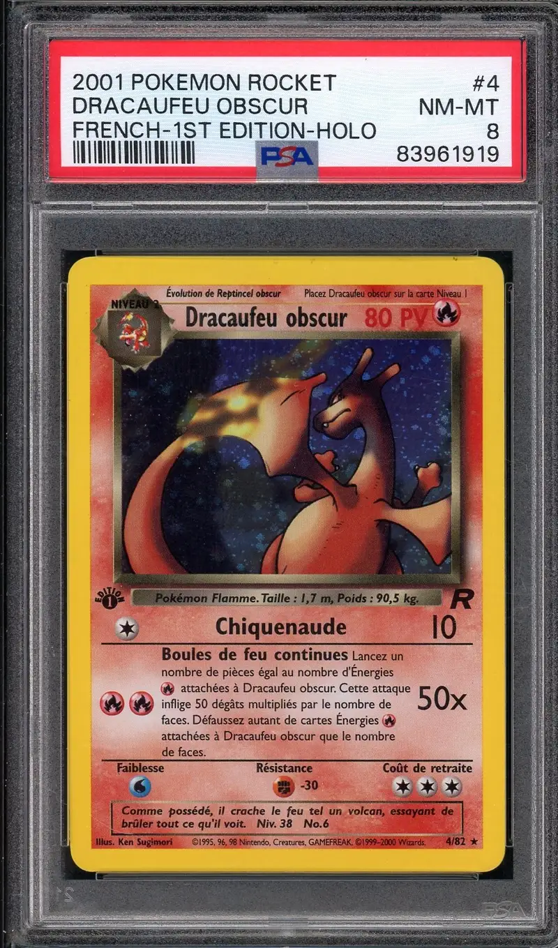 PSA 8 Dracaufeu Obscur Holo
