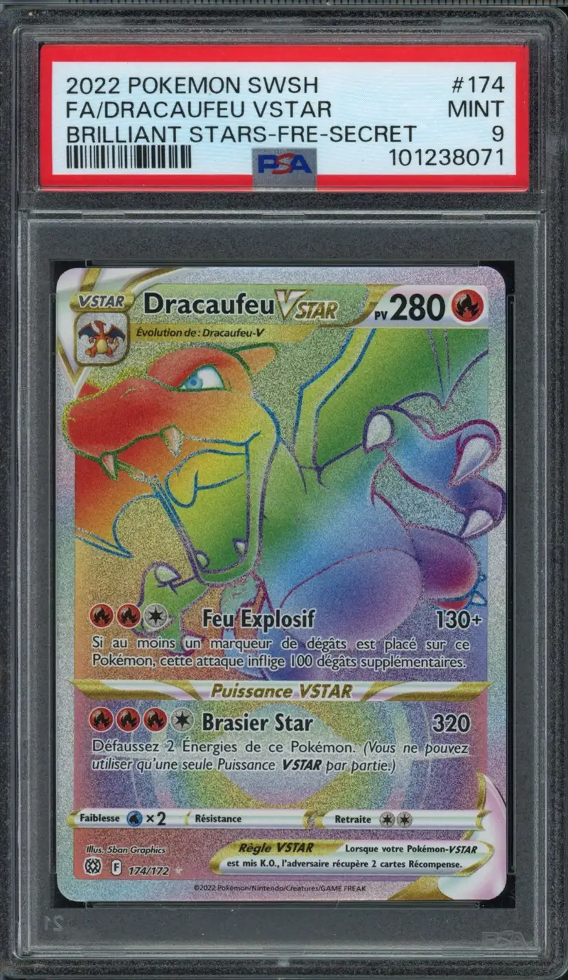 PSA 9 Dracaufeu VStar Rainbow