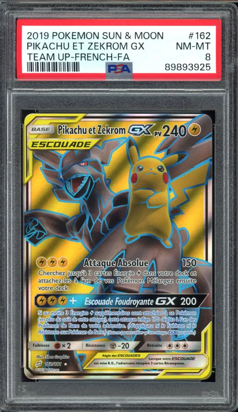 PSA 8 Pikachu et Zekrom Gx