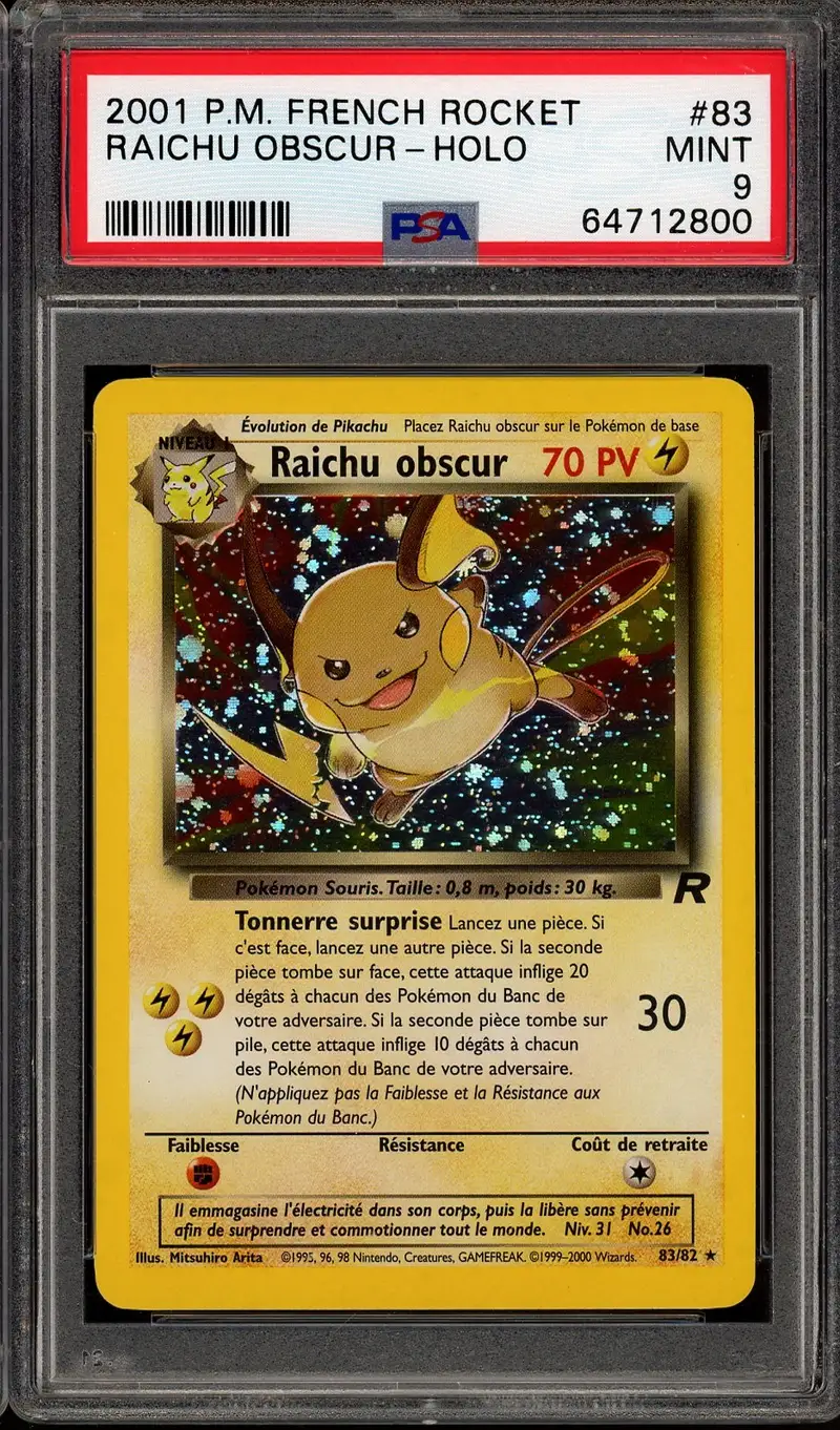 PSA 9 Raichu Obscur Holo