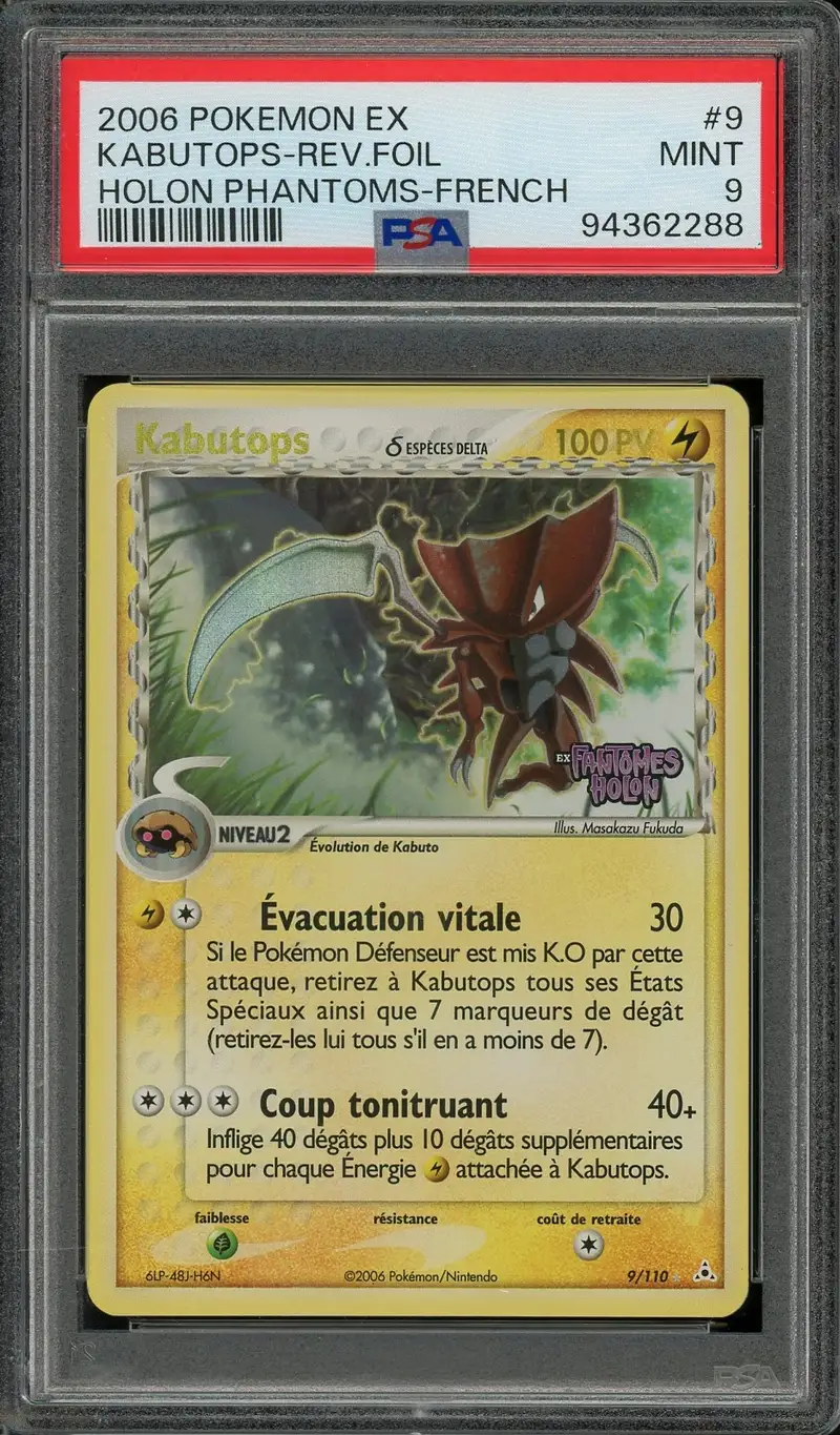PSA 9 Kabutops δ Espèces Delta Holo Reverse