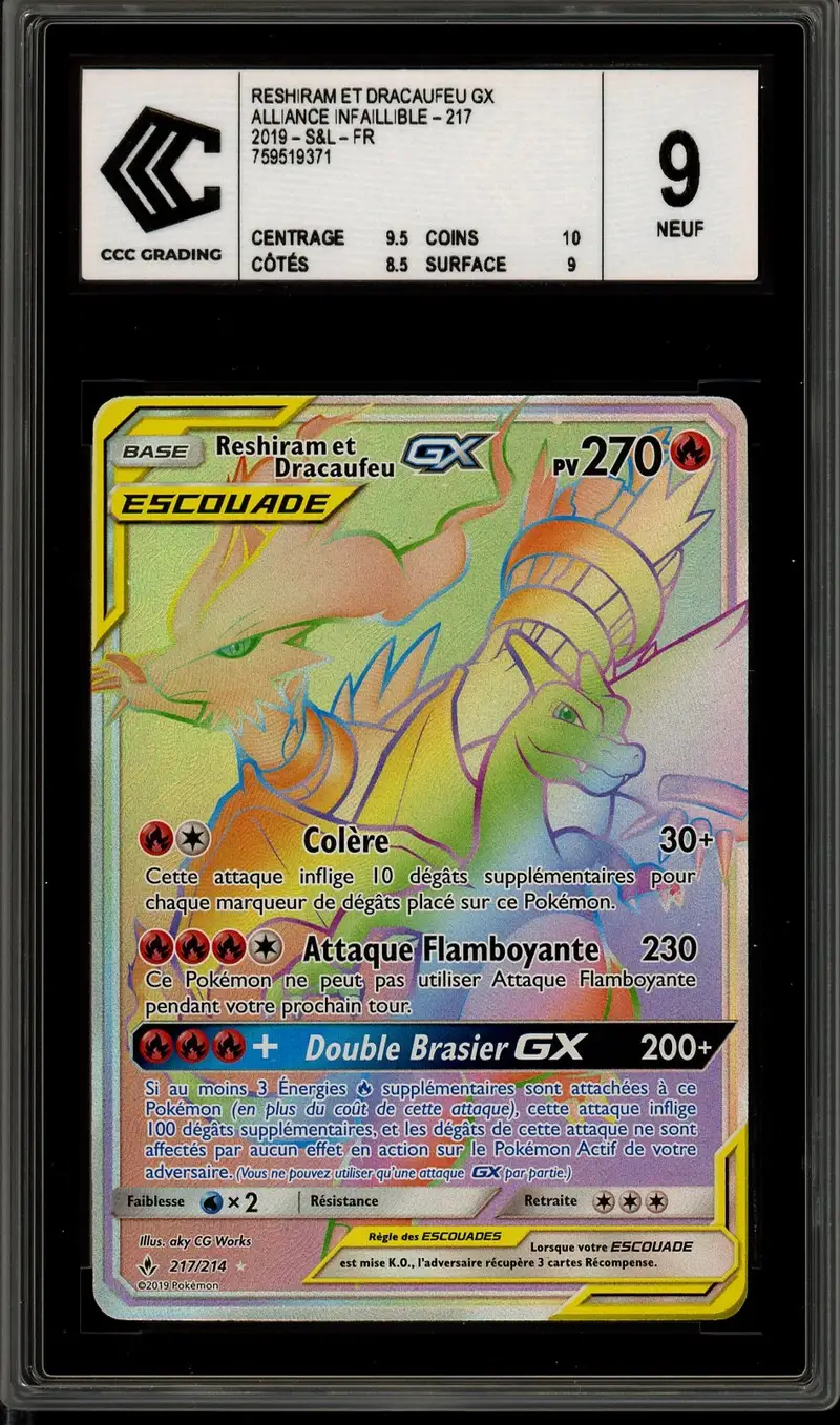 CCC 9 Reshiram et Dracaufeu Gx Rainbow