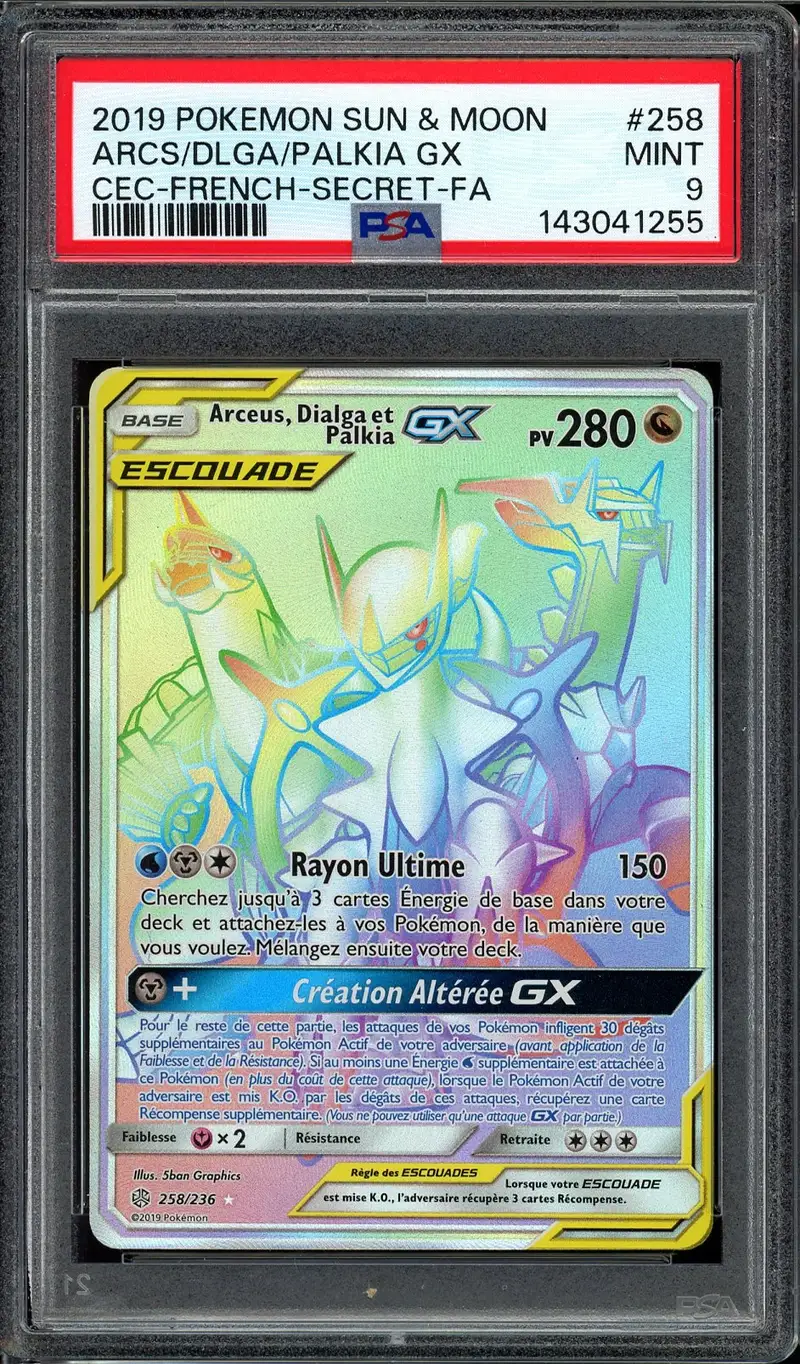 PSA 9 Arceus, Dialga et Palkia Gx Rainbow
