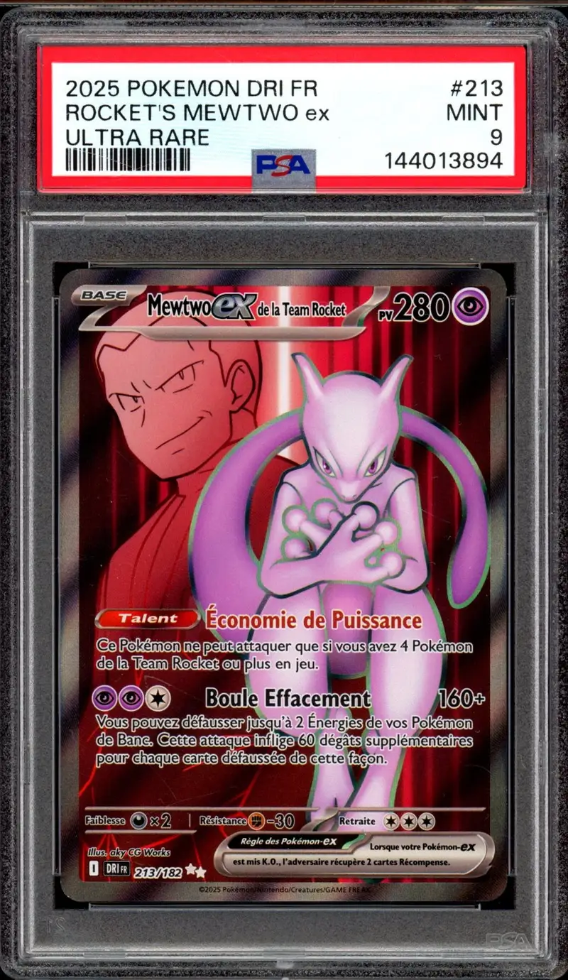 PSA 9 Mewtwo Ex de la Team Rocket