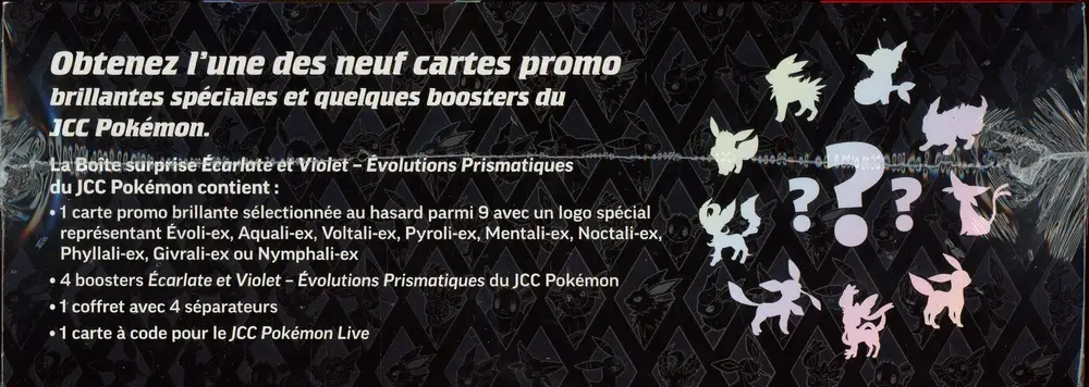 Pokémon Boîte Surprise Écarlate Et Violet – Évolutions Prismatiques : 4 Boosters + 1 Carte Promo Brillante Exclusive