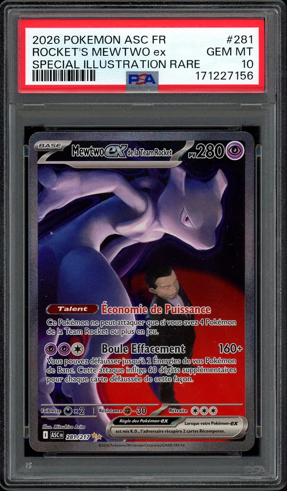 PSA 10 Mewtwo Ex de la Team Rocket