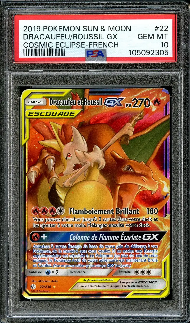 PSA 10 Dracaufeu et Roussil Gx