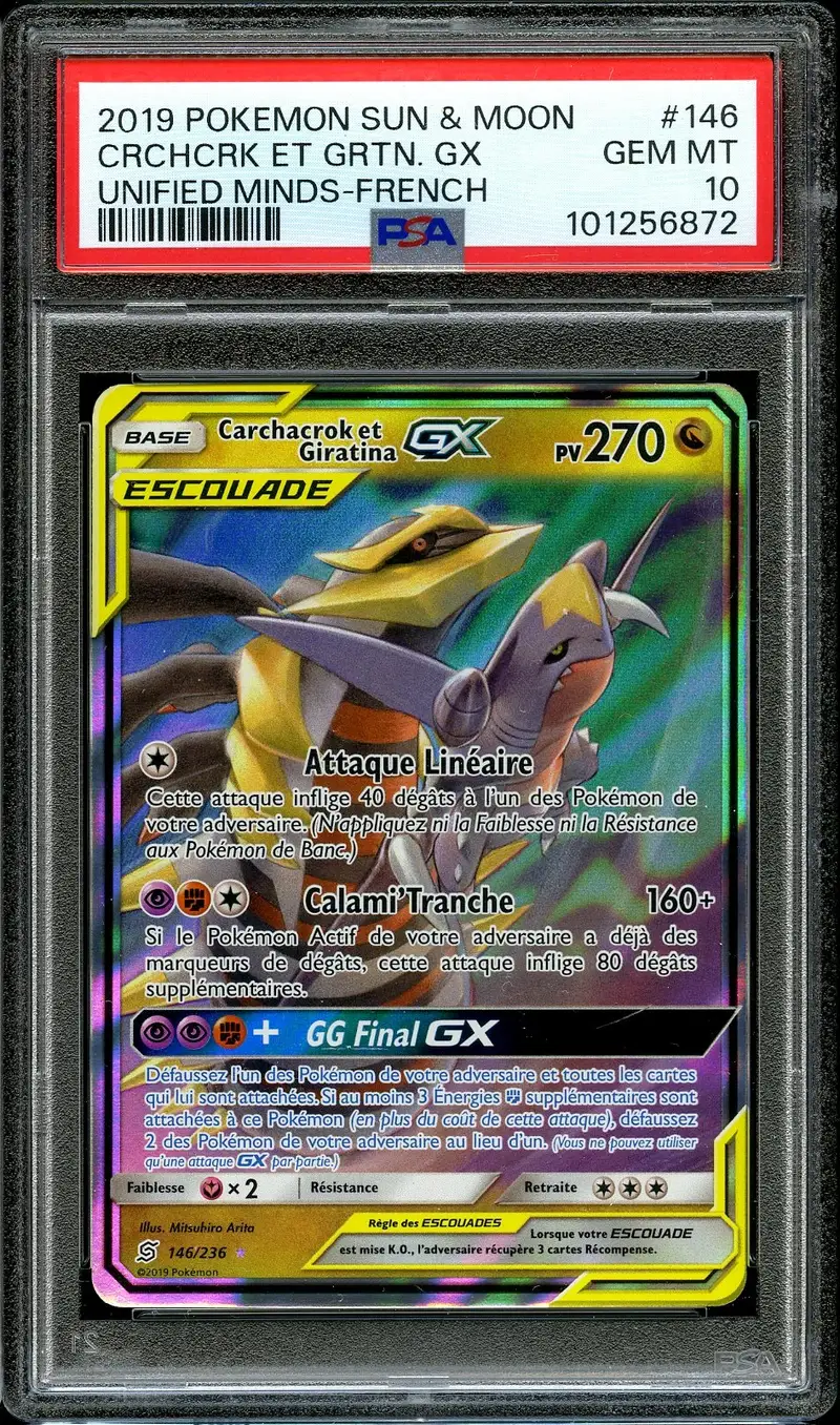 PSA 10 Carchacrok et Giratina Gx