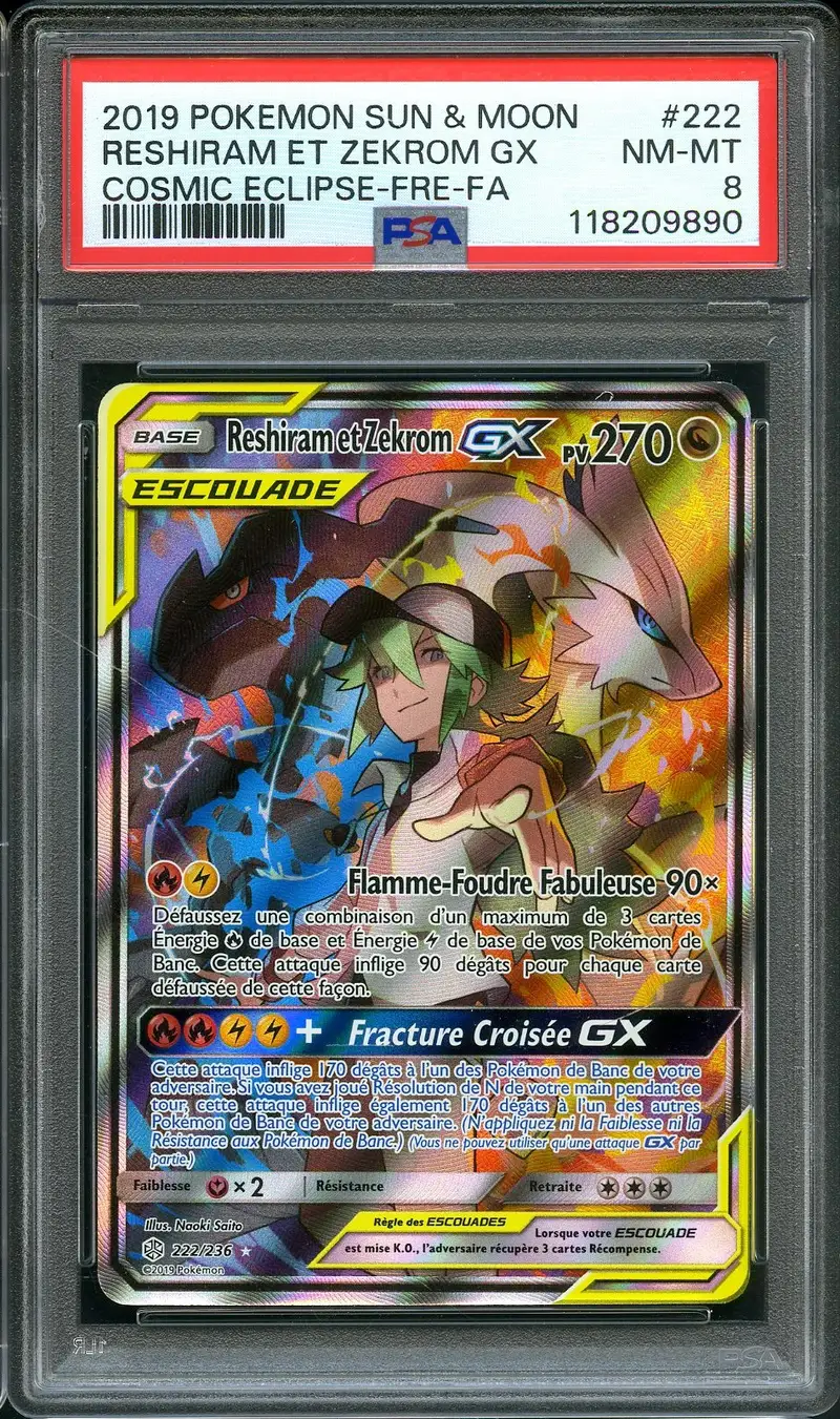 PSA 8 Reshiram et Zekrom Gx