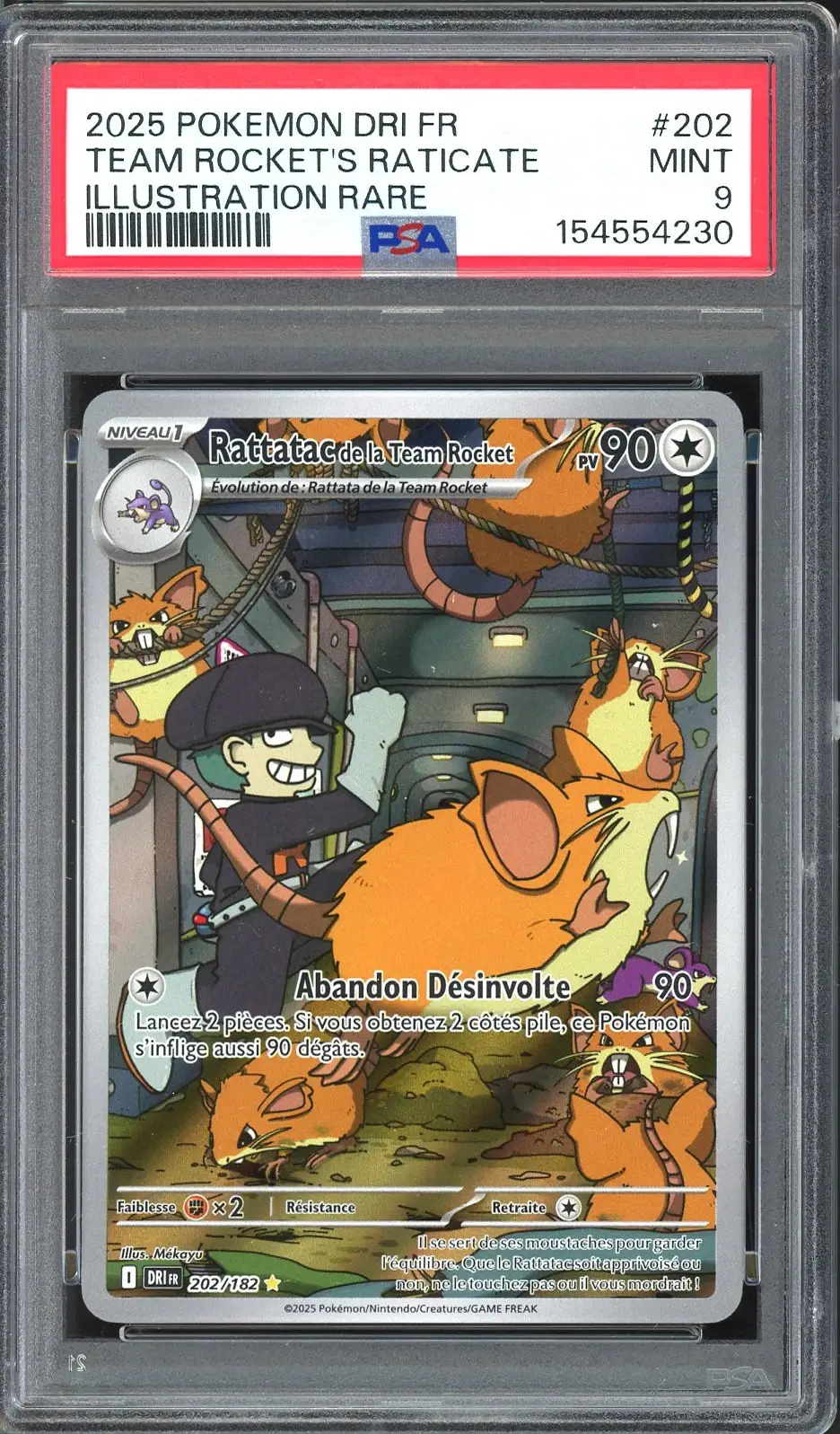 PSA 9 Rattatac de la Team Rocket