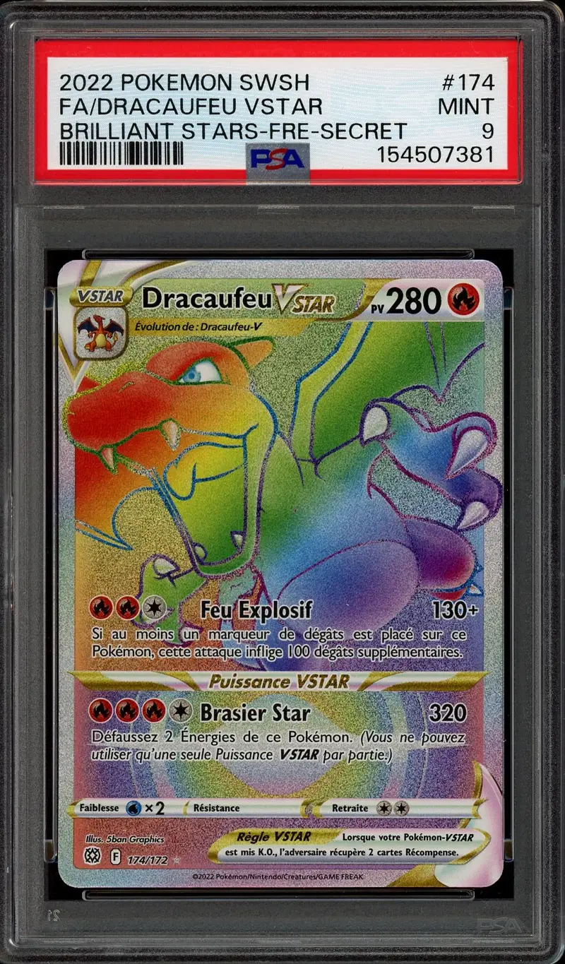 PSA 9 Dracaufeu VStar Rainbow