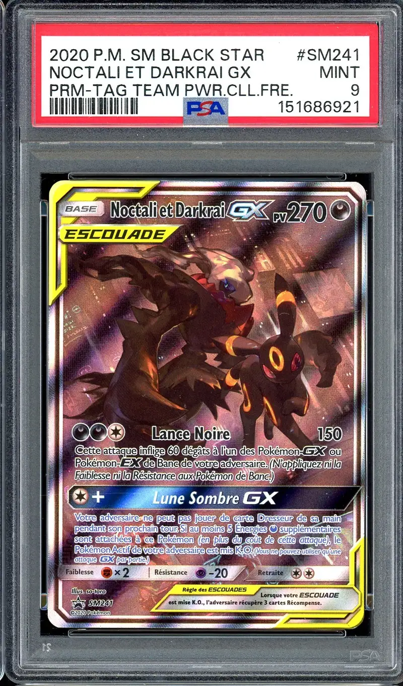 PSA 9 Noctali et Darkrai Gx