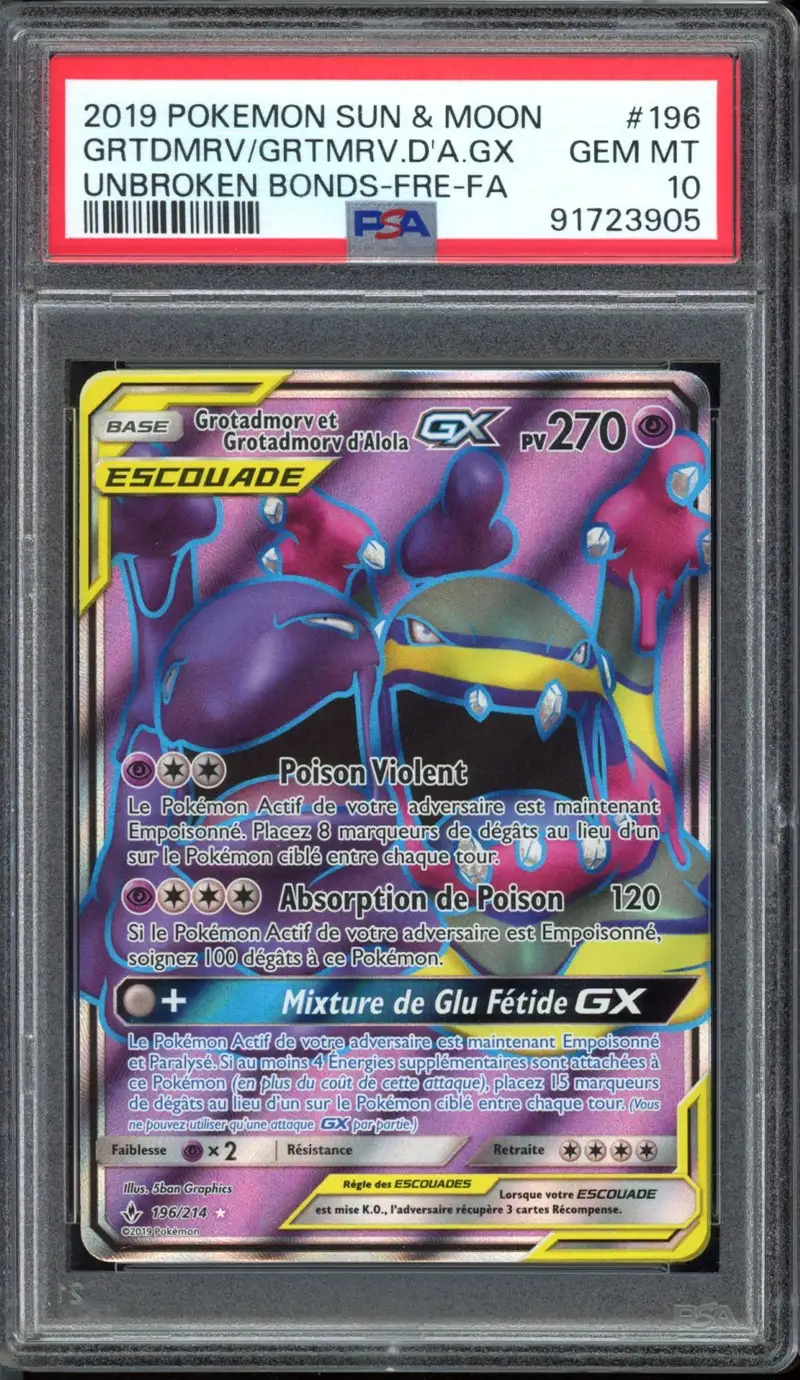 PSA 10 Grotadmorv et Grotadmorv d'Alola Gx