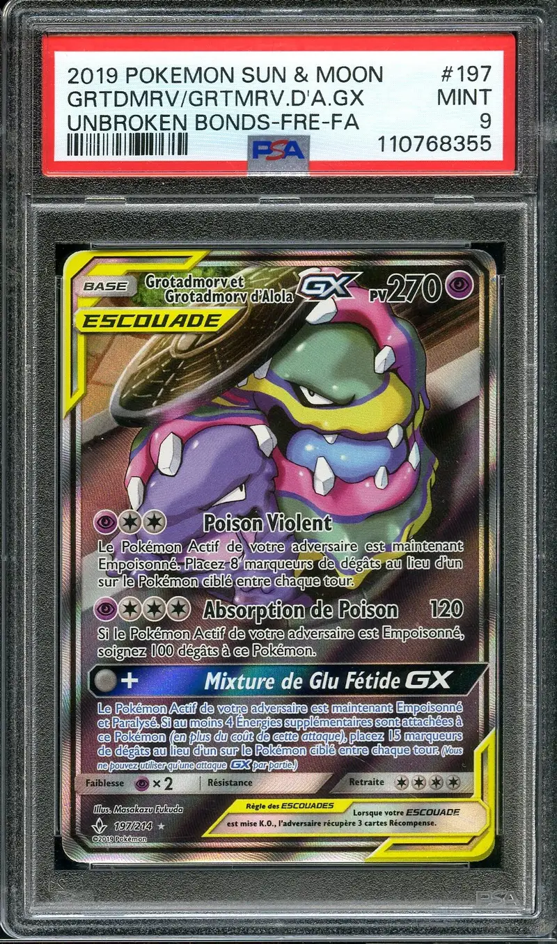 PSA 9 Grotadmorv et Grotadmorv d'Alola Gx