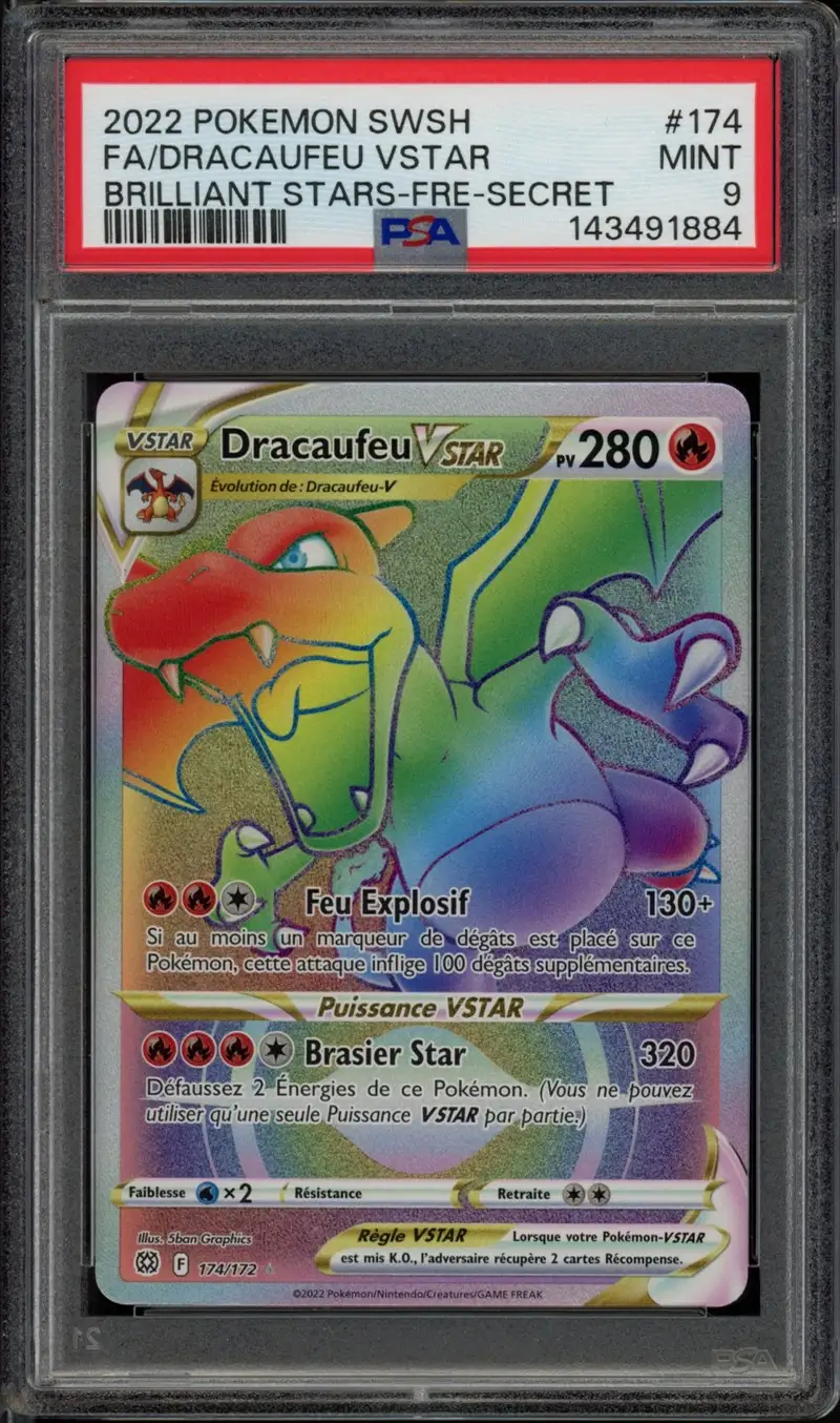 PSA 9 Dracaufeu VStar Rainbow