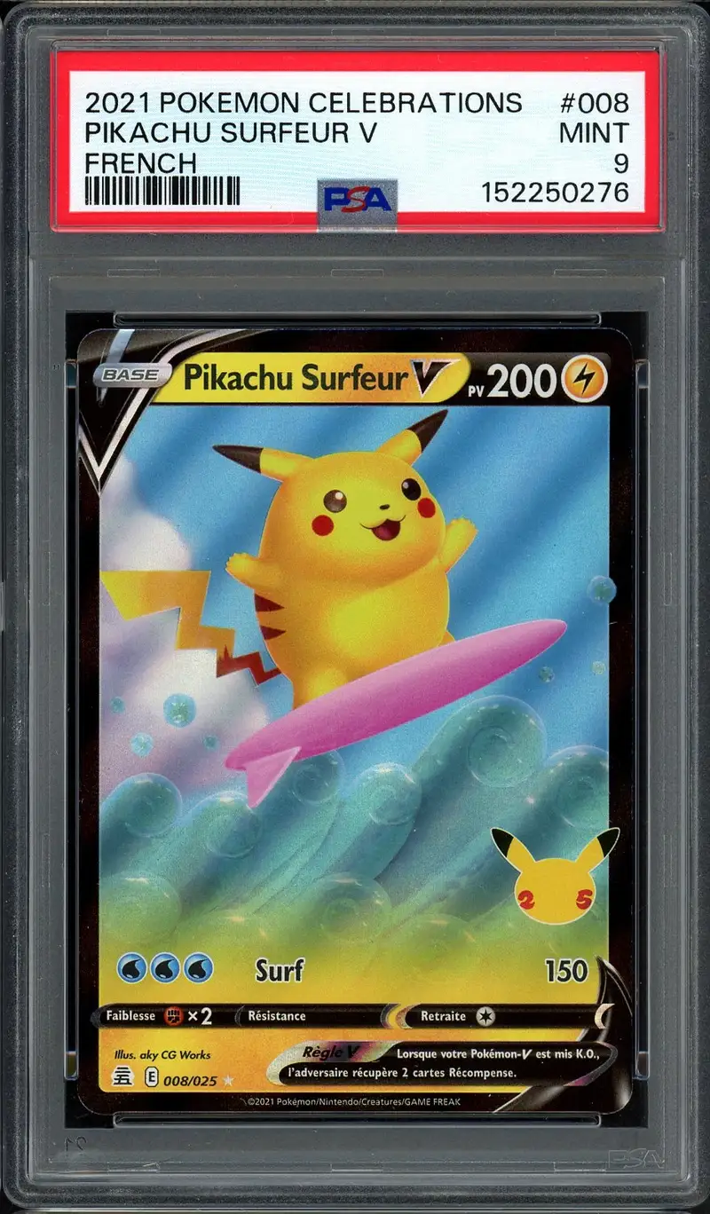 PSA 9 Pikachu Surfeur V