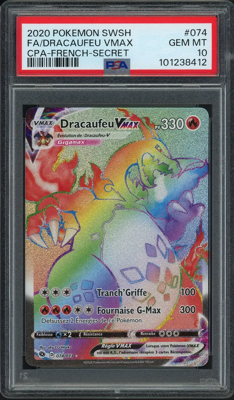 PSA 10 Dracaufeu VMax Rainbow