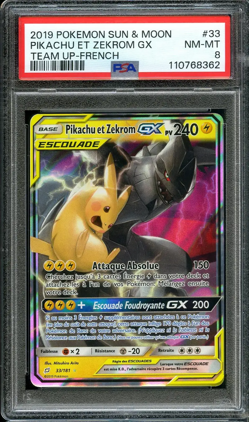 PSA 8 Pikachu et Zekrom Gx