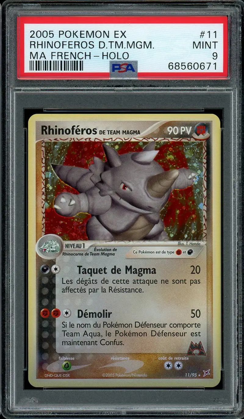 PSA 9 Rhinoféros de Team Magma Holo