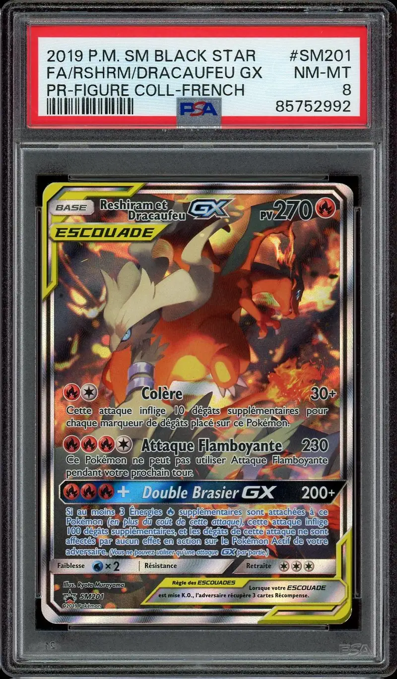 PSA 8 Reshiram et Dracaufeu Gx