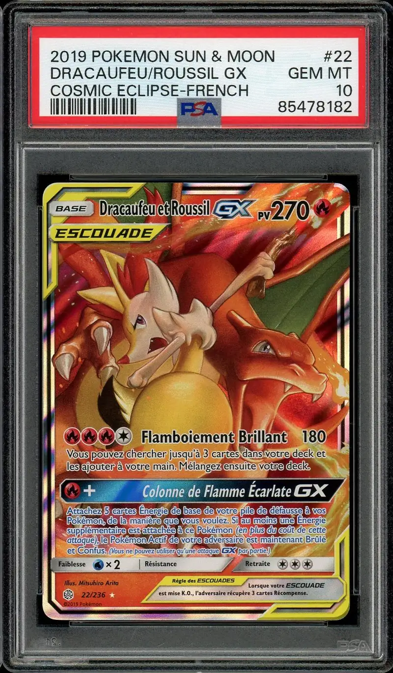 PSA 10 Dracaufeu et Roussil Gx