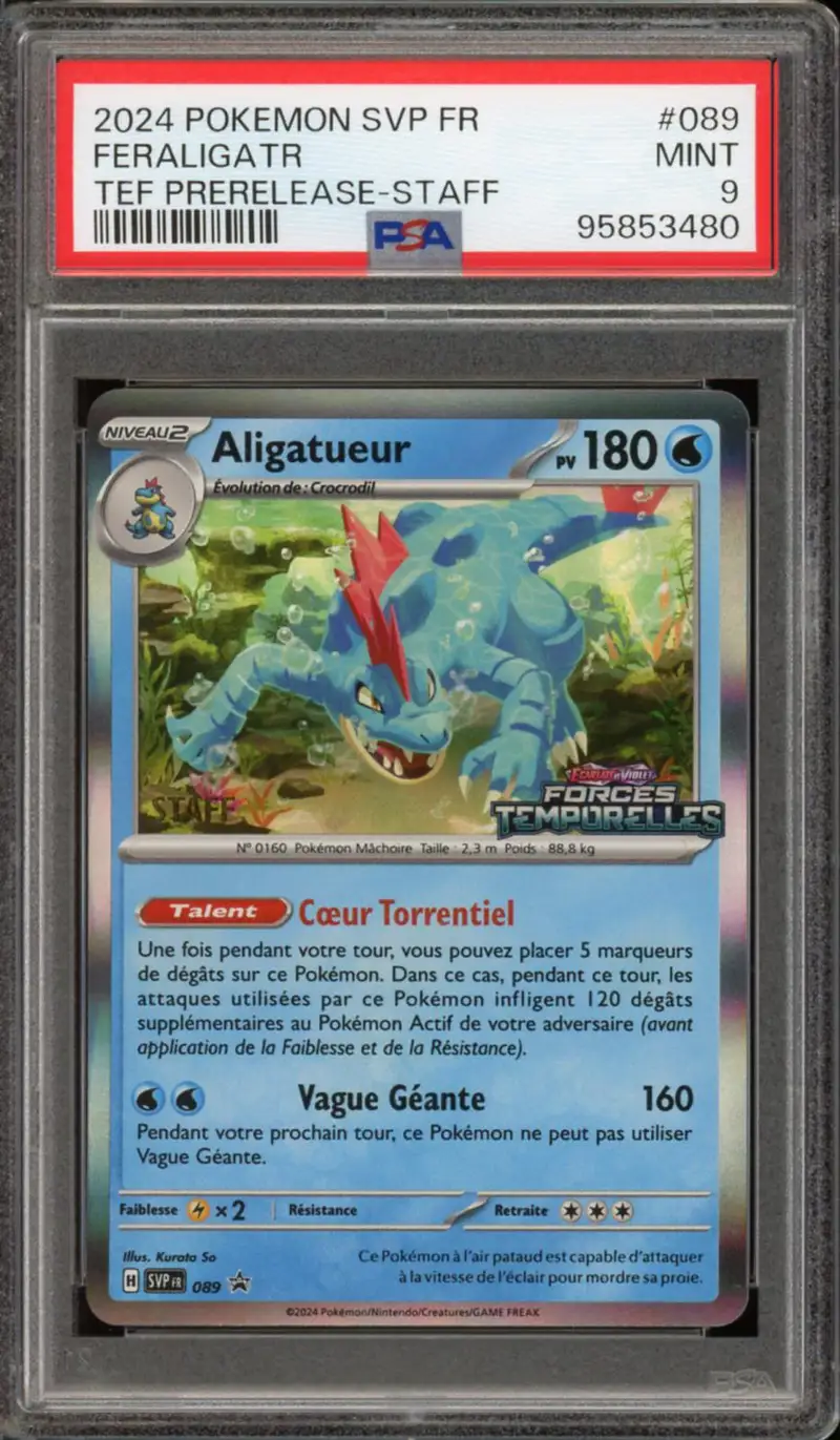 PSA 9 Aligatueur Prerelease Staff
