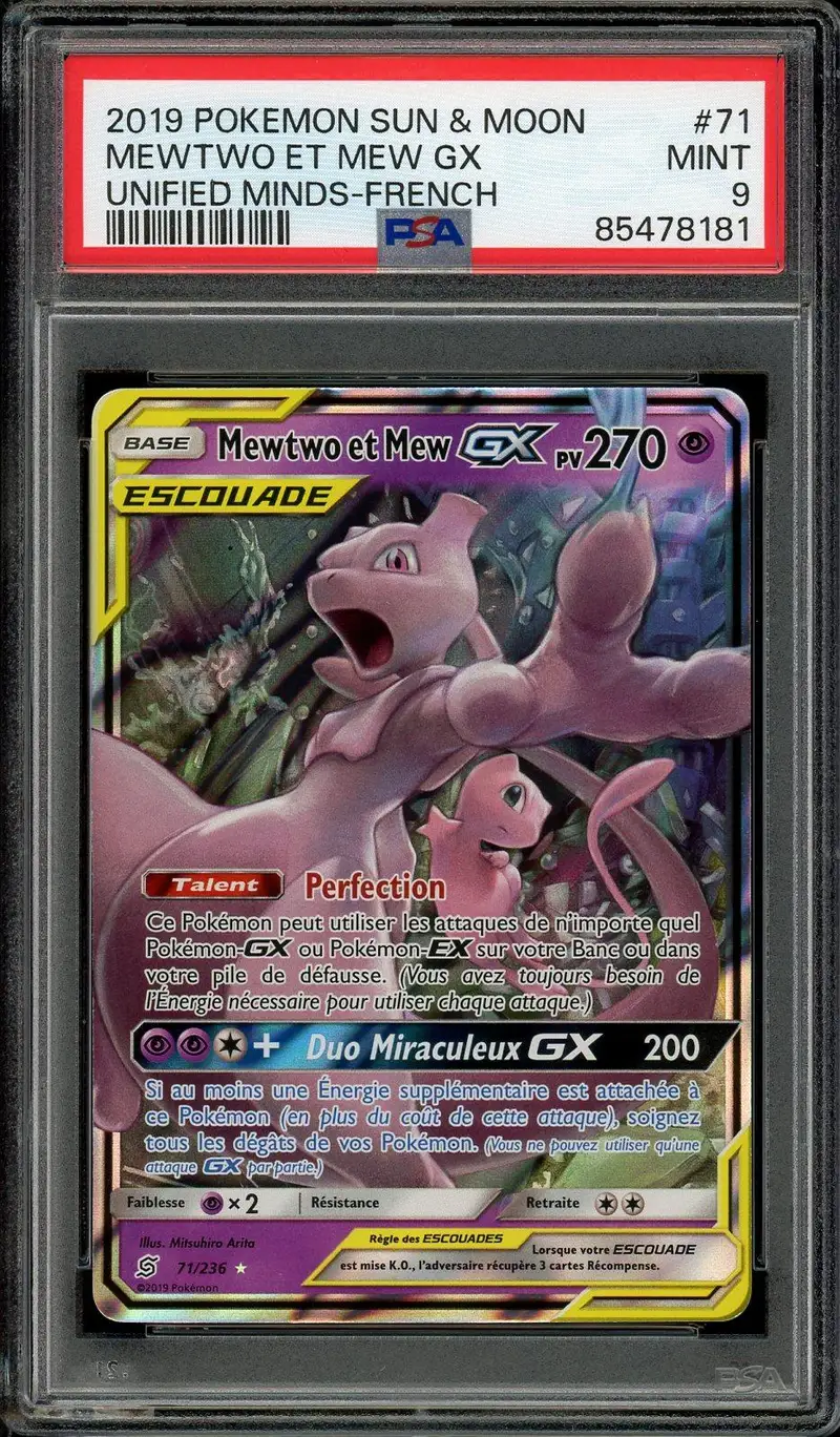 PSA 9 Mewtwo et Mew Gx