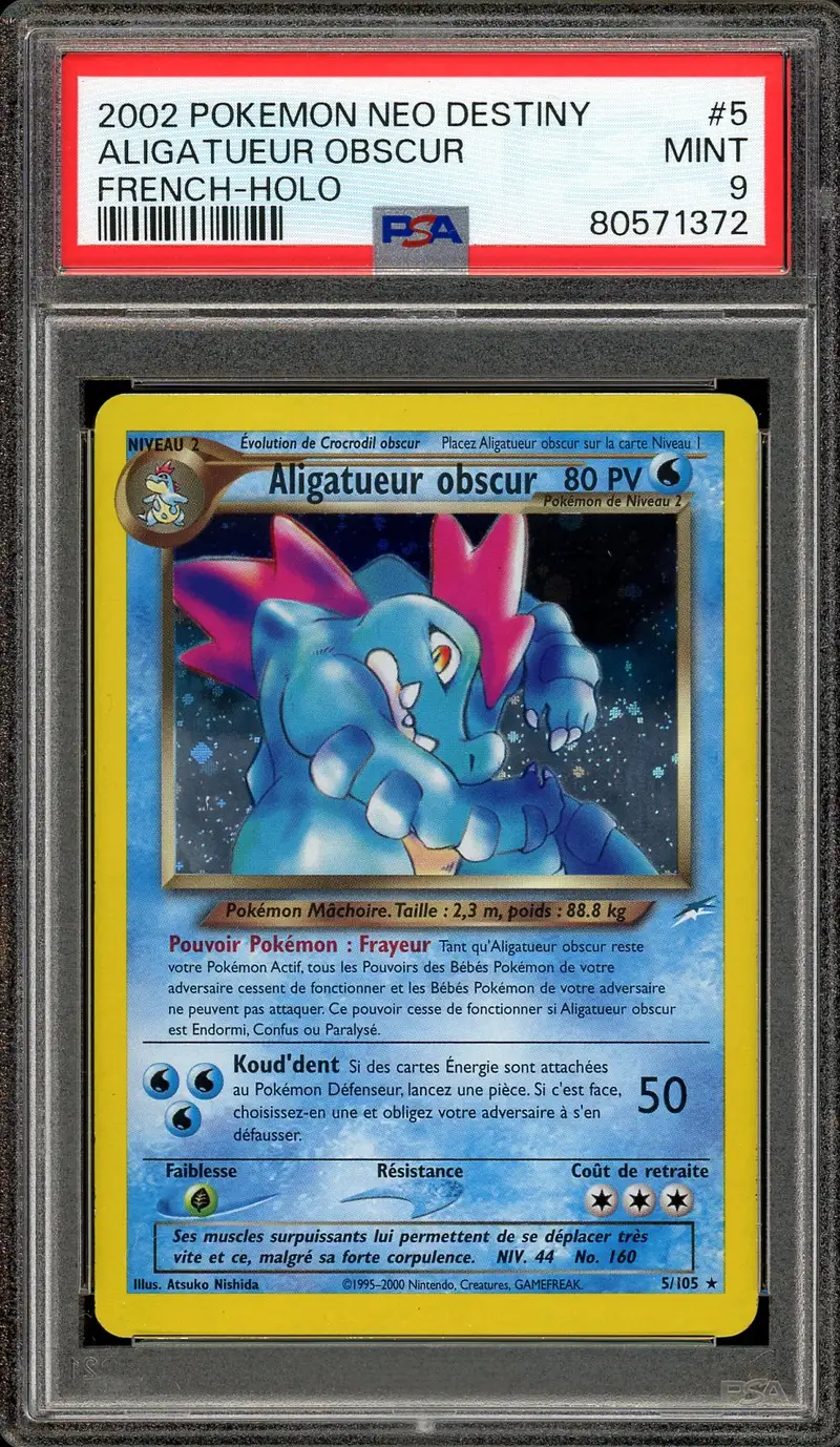 PSA 9 Aligatueur Obscur Holo