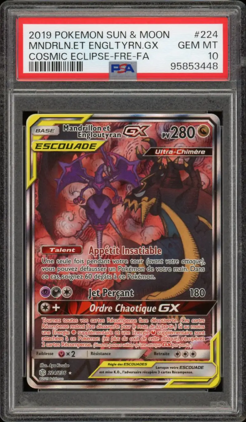PSA 10 Mandrillon et Engloutyran Gx