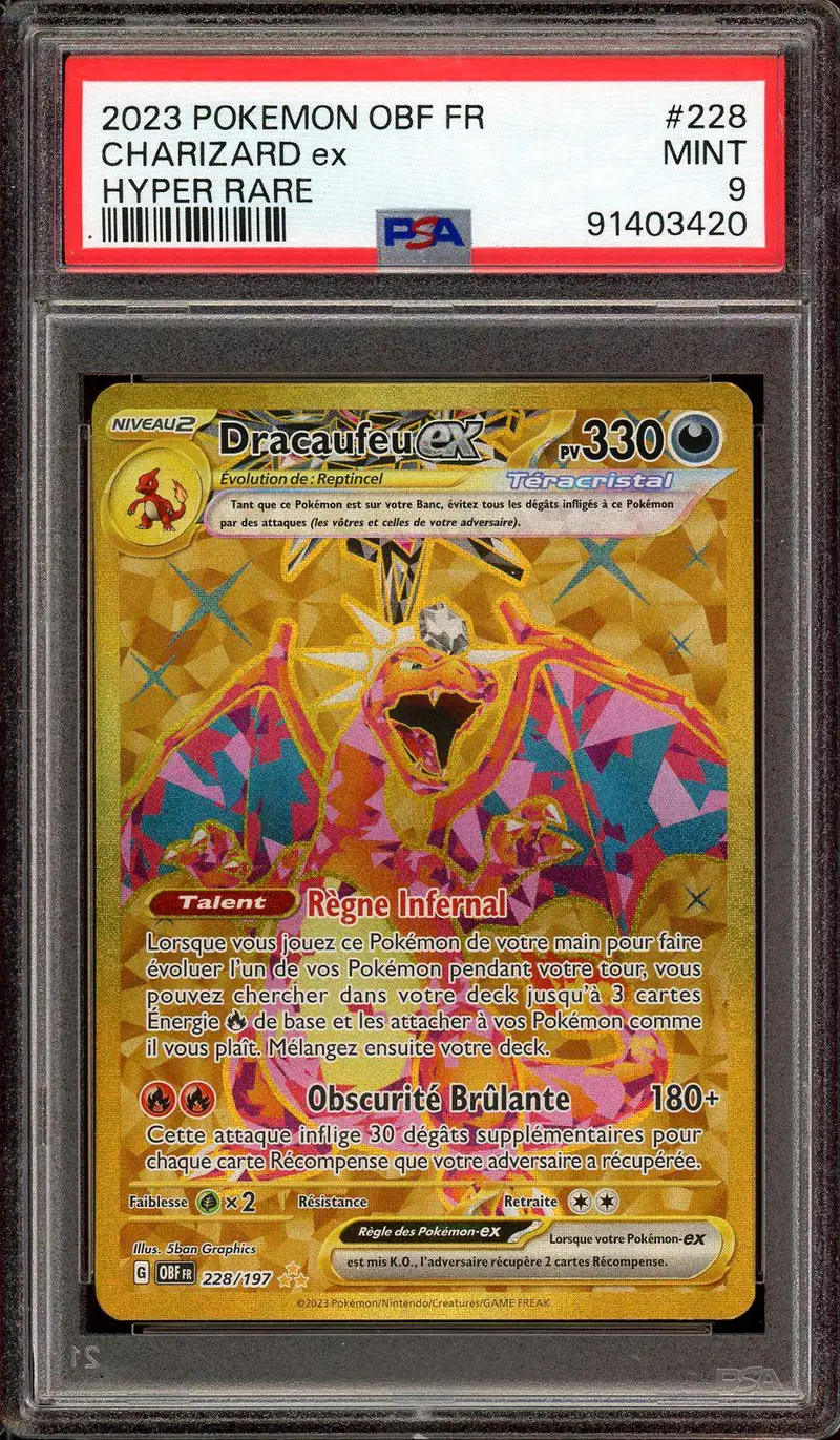 PSA 9 Dracaufeu Ex Gold